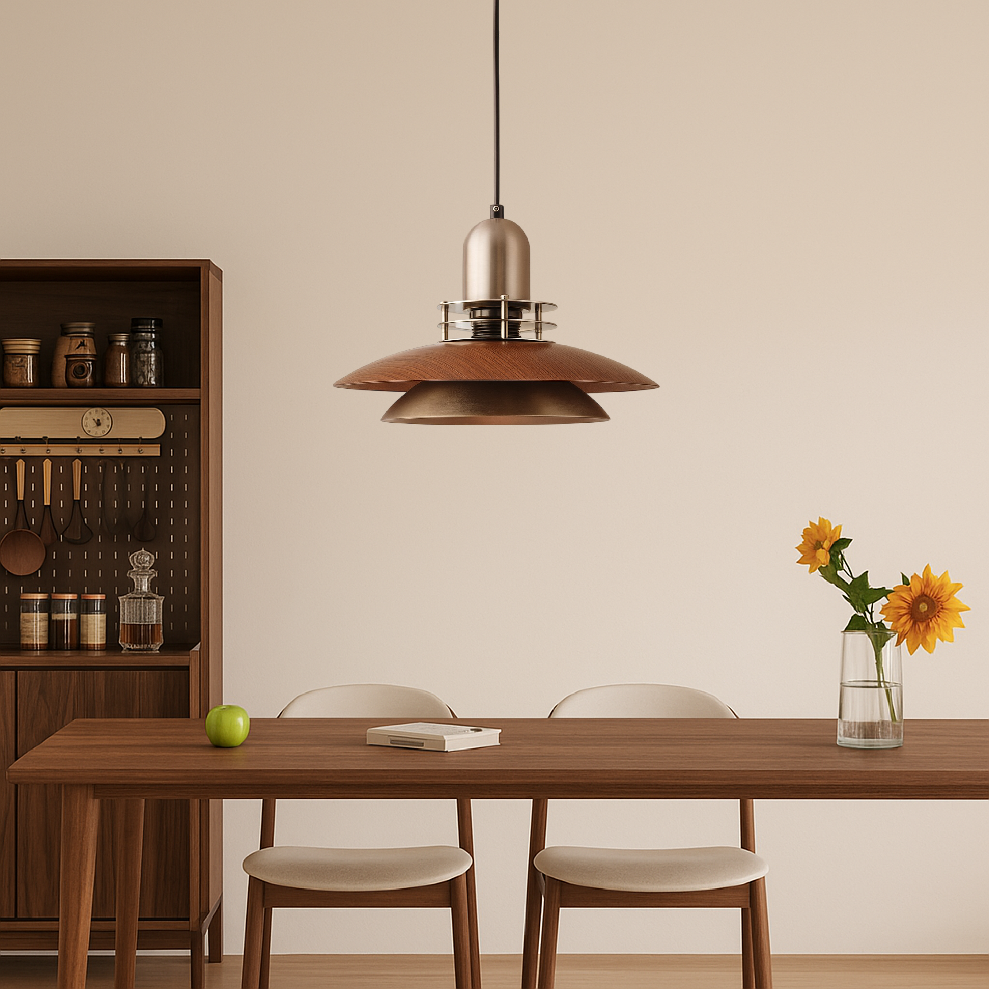 Walnut wood pendant lamp