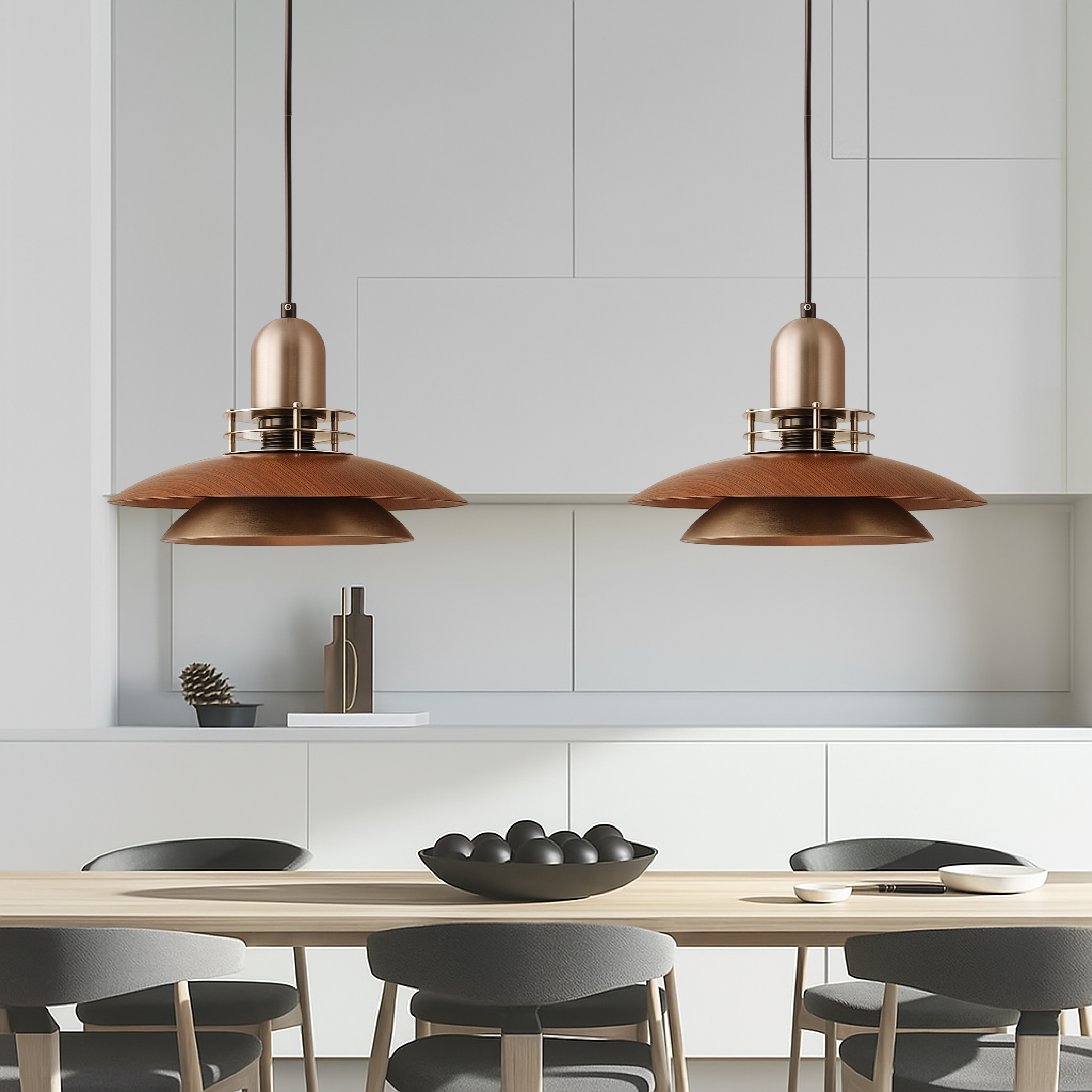 Walnut wood pendant lamp