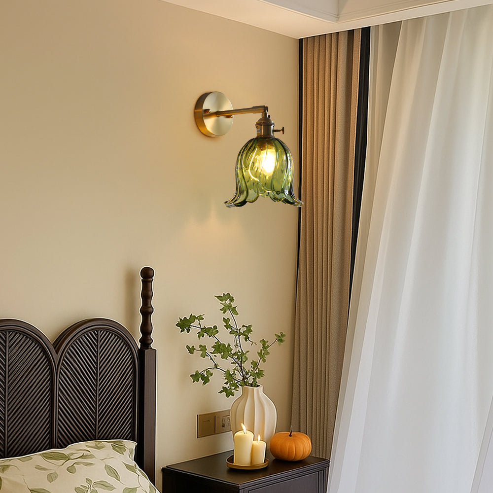 Glass wall light with flowers