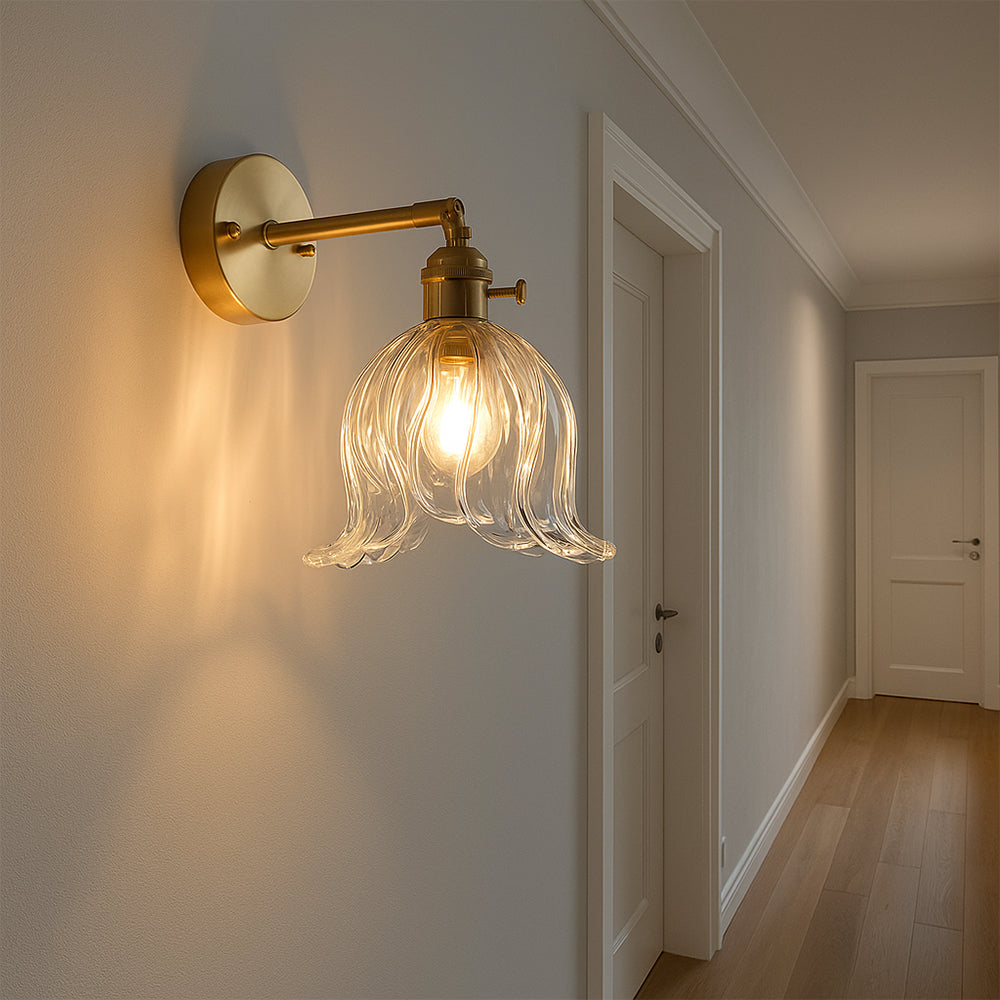 Glass wall light with flowers