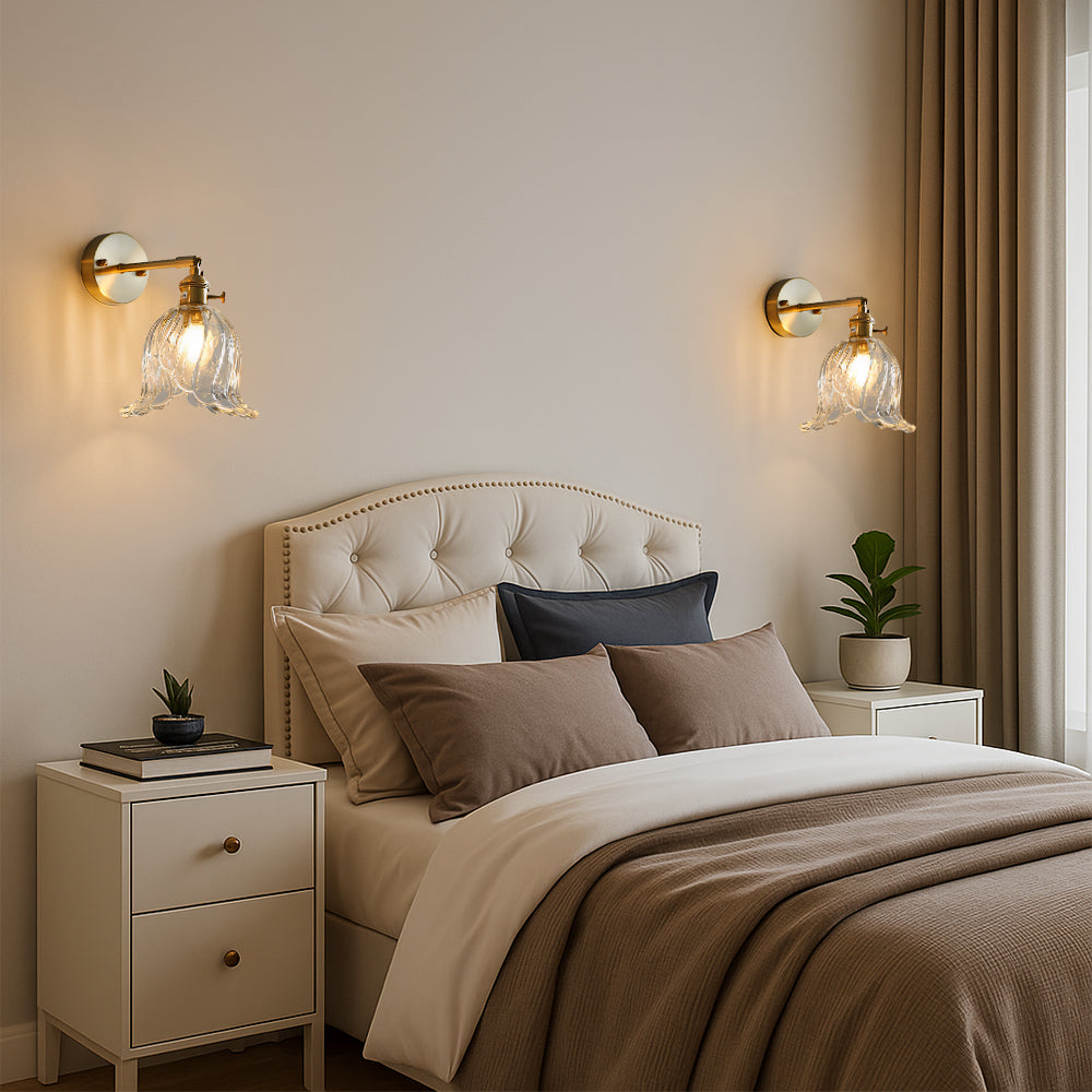Glass wall light with flowers
