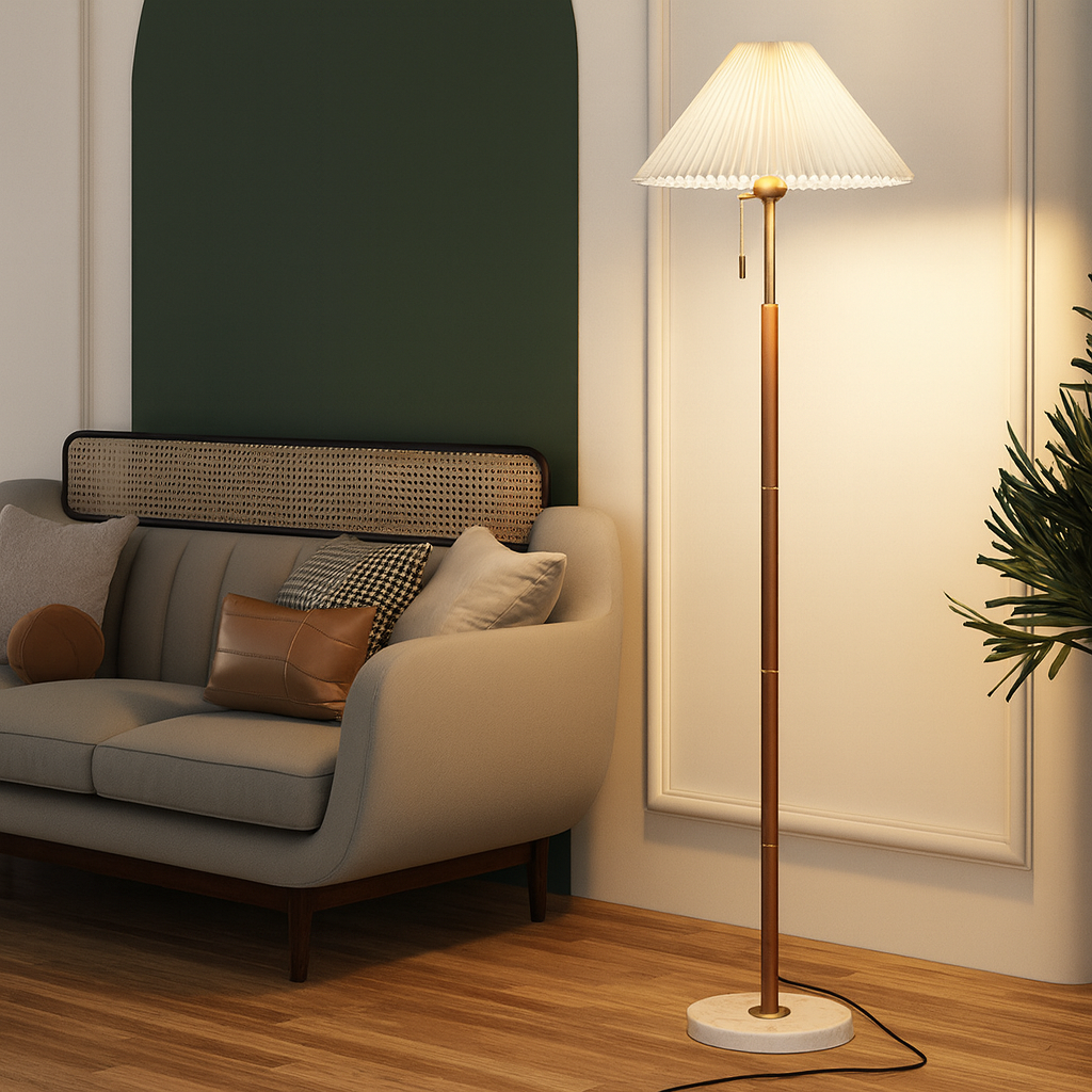 Vintage wooden floor lamp Yrus